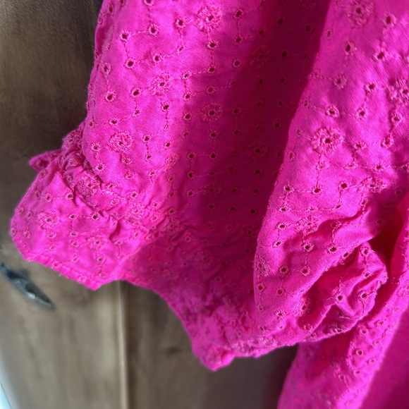 Loft Fuchsia Pink Eyelet Ruffle Top - Picture 9 of 12